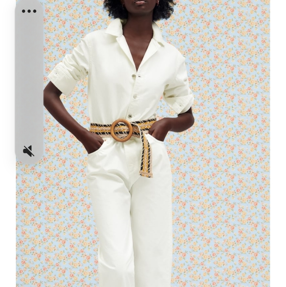 ZARA OYSTER WHITE LONG DENIM JUMSUIT
